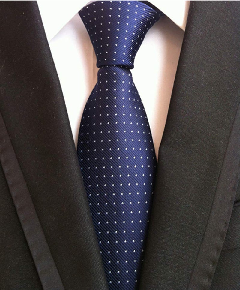Secdtie Fashion Navy Blue Neckties Pin Dots Silk Tie Suit Fitness Dating Fashion For Men - Image 2